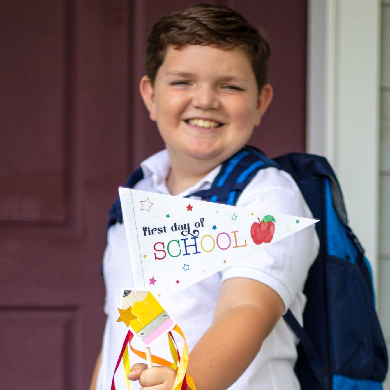 First Day of School Party Flag, Back to School Pennant Flag for Kids