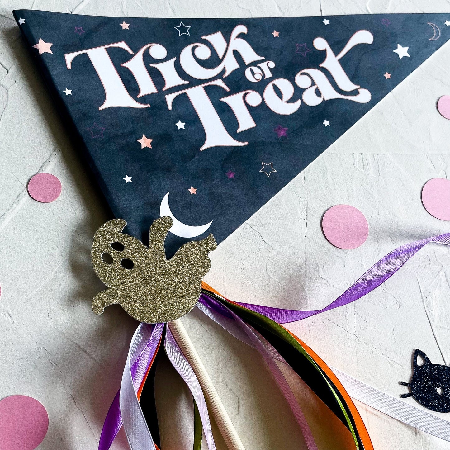 Halloween Party Flag, Party Pennant Flag, Trick or Treat Sign for Kids