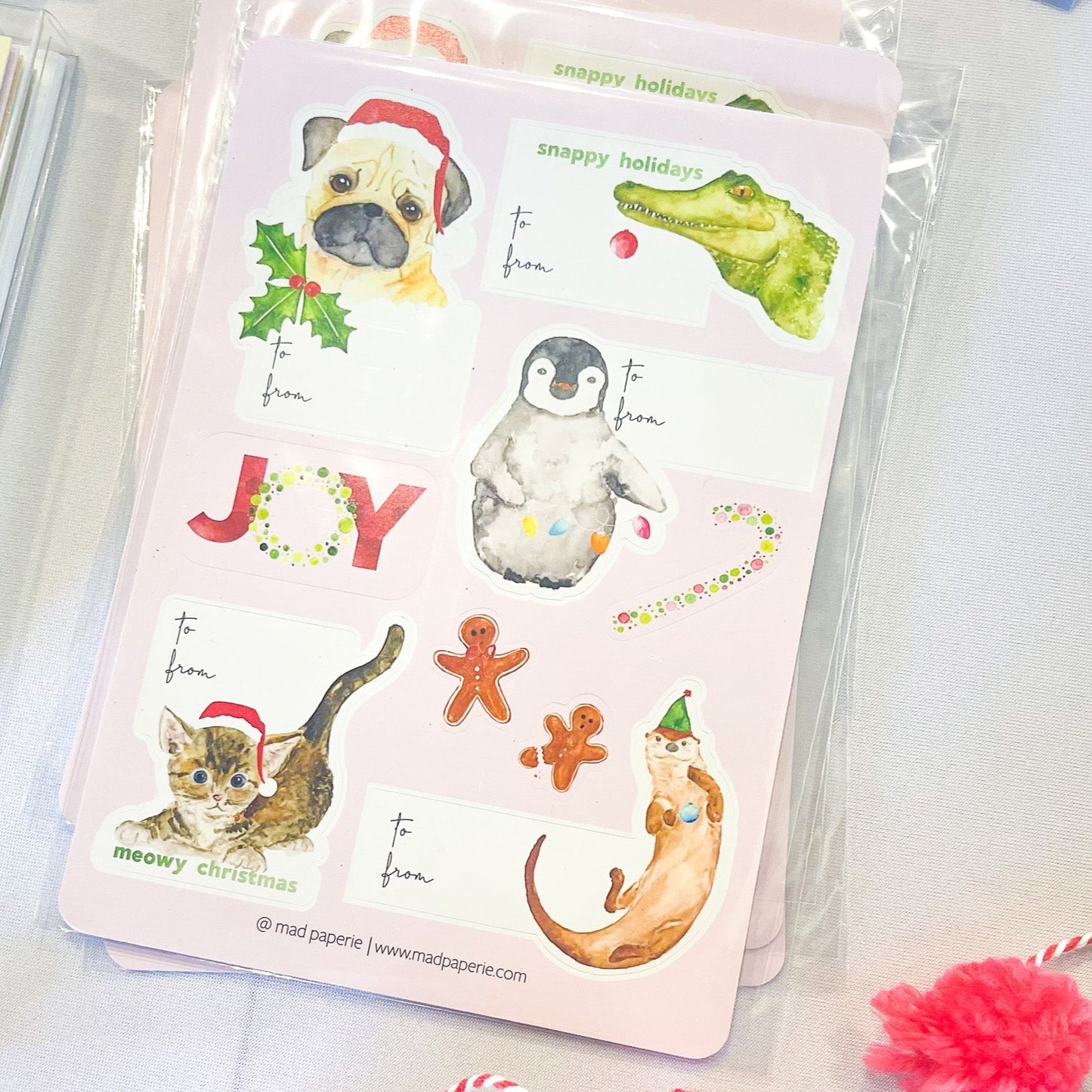 Holiday Animal Gift Sticker Sheet