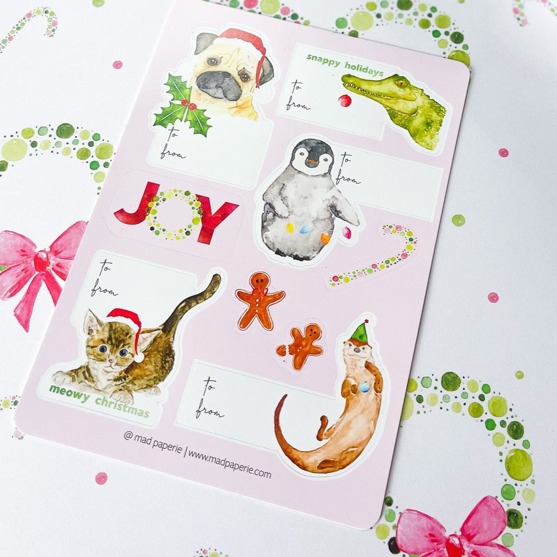 Holiday Animal Gift Sticker Sheet