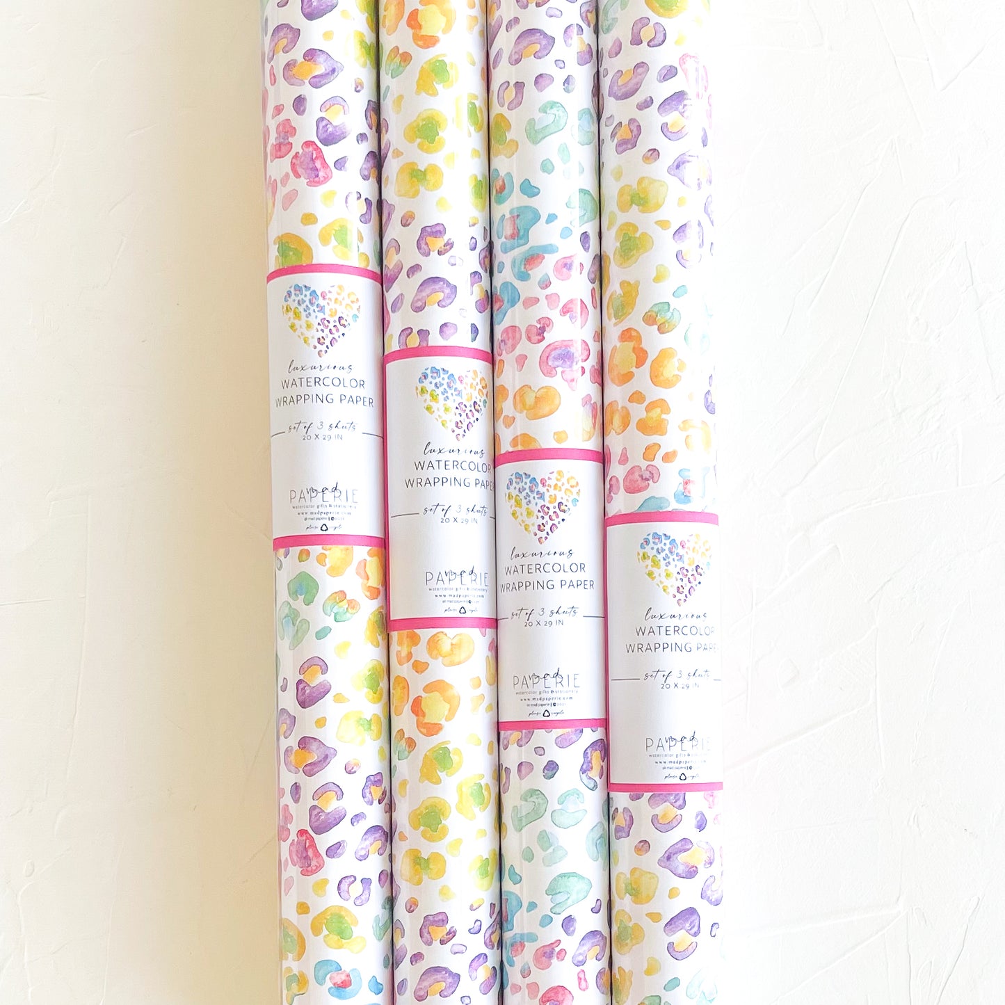 Rainbow Watercolor Leopard Print Gift Wrap, Luxurious Boutique Wrapping Paper