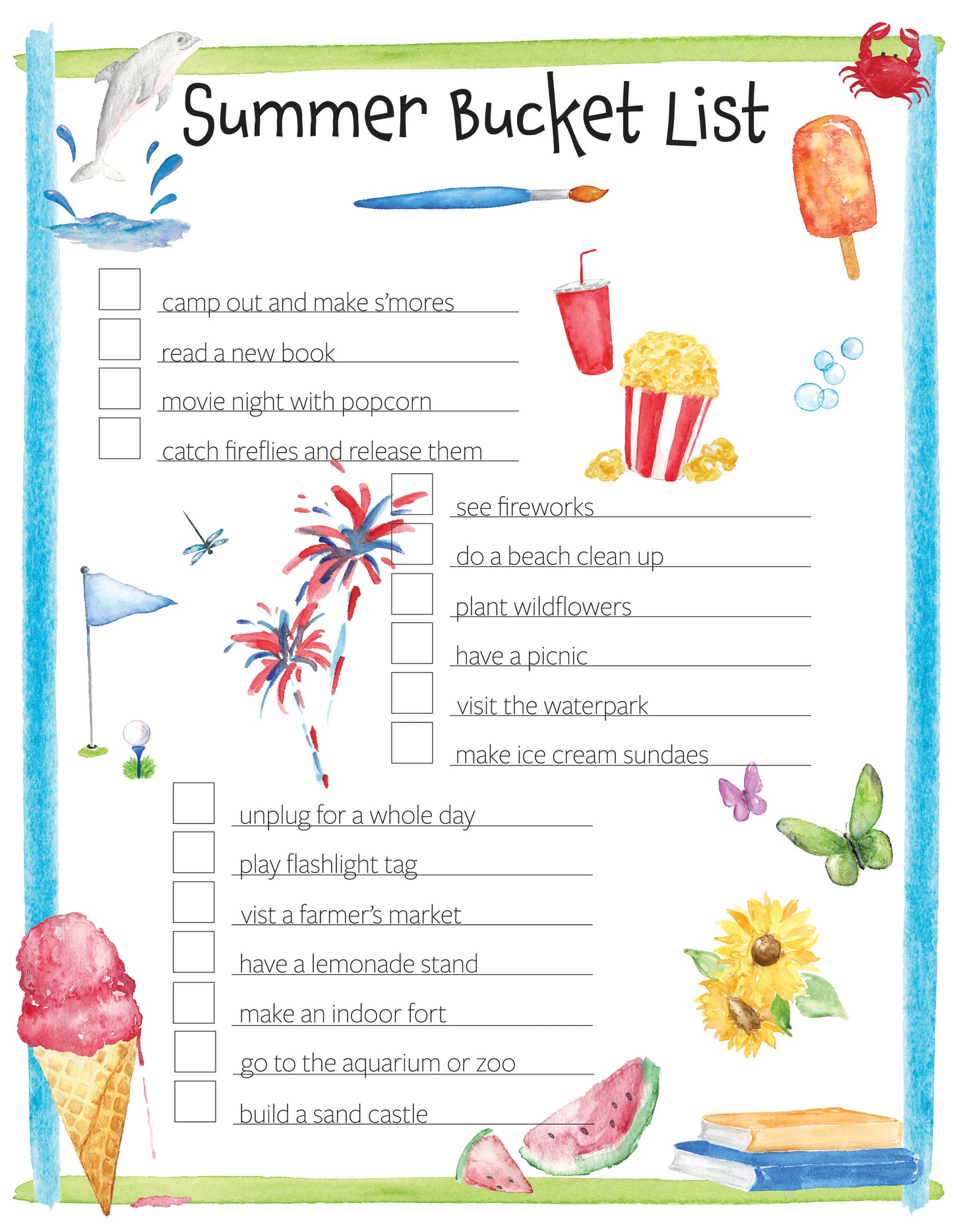 FREE Summer Bucket List