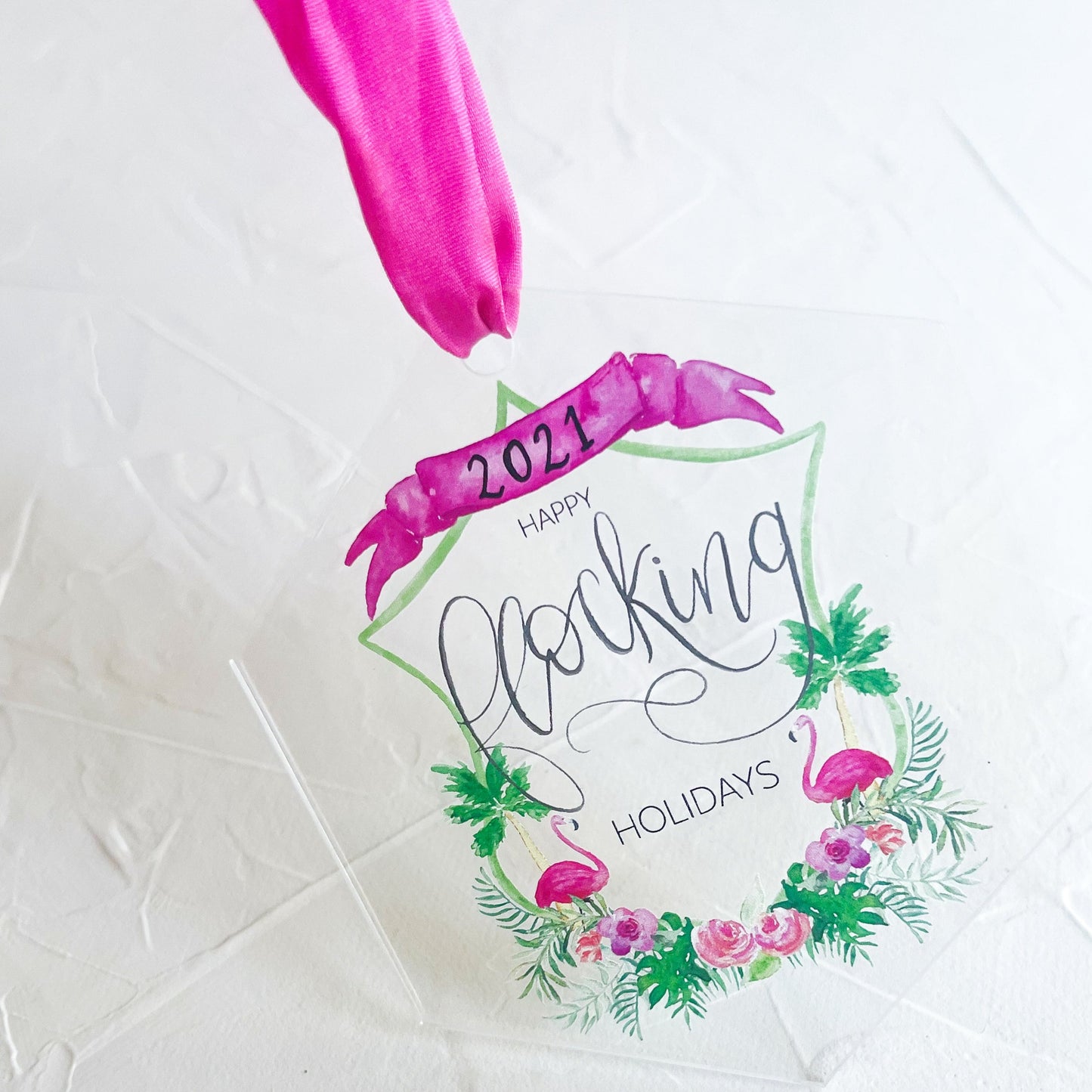 DISCONTINUED Happy Flocking Holidays Watercolor Ornament