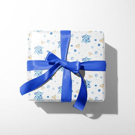 Pointillism Inspired Hanukkah Gift Wrap, Boutique Luxurious Wrapping Paper