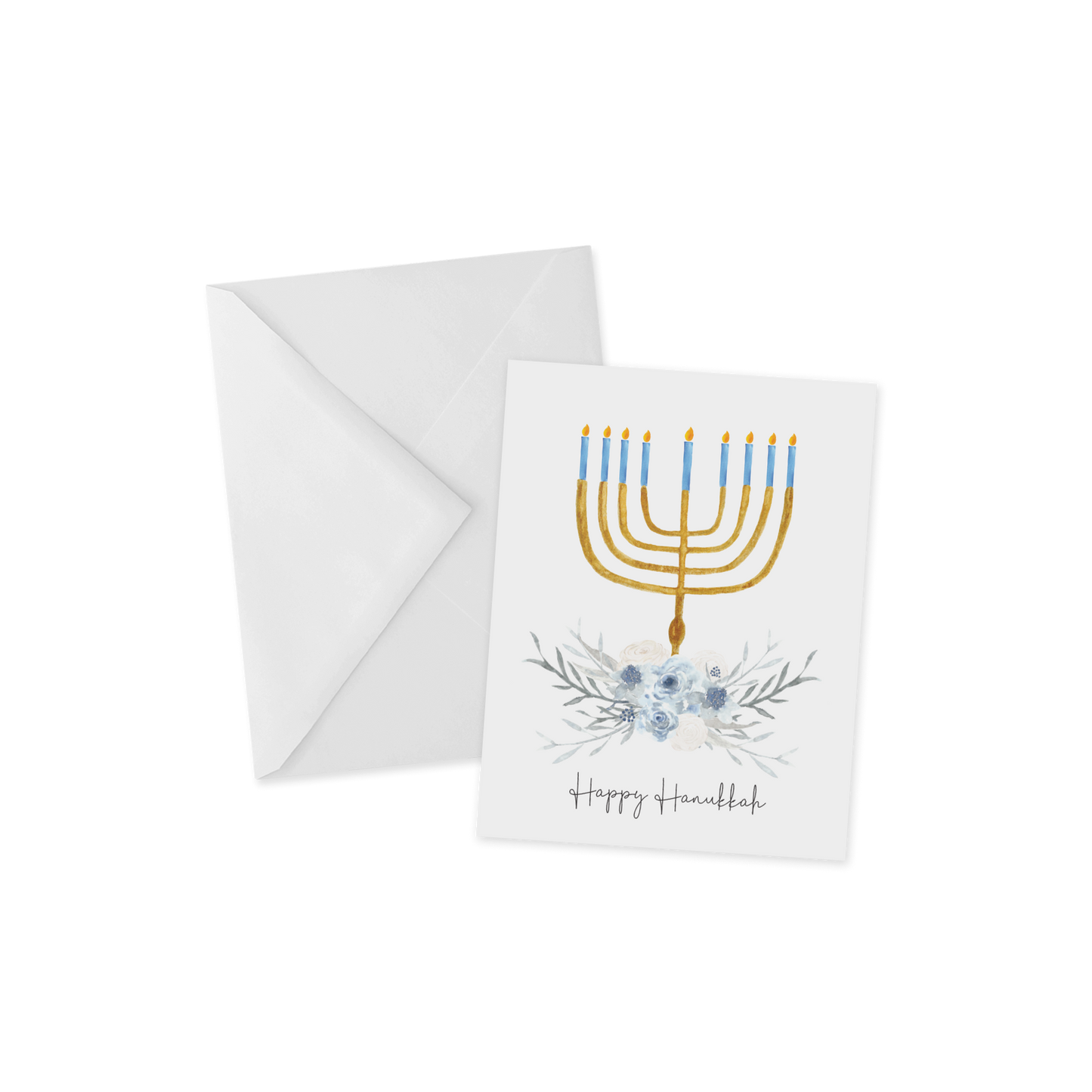 Happy Hanukkah, Floral Menorah Greeting Card