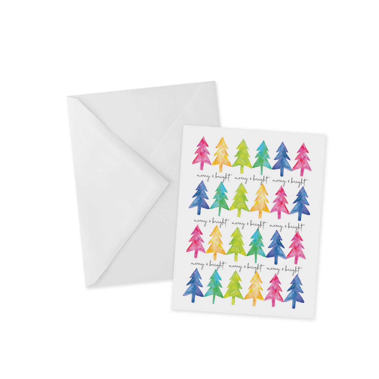 Merry & Bright Holiday Trees Greeting Card