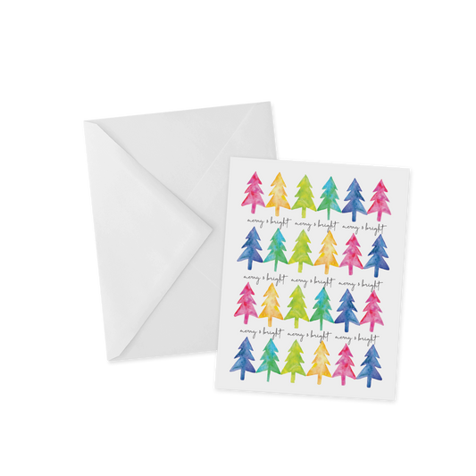 Merry & Bright Holiday Trees Greeting Card