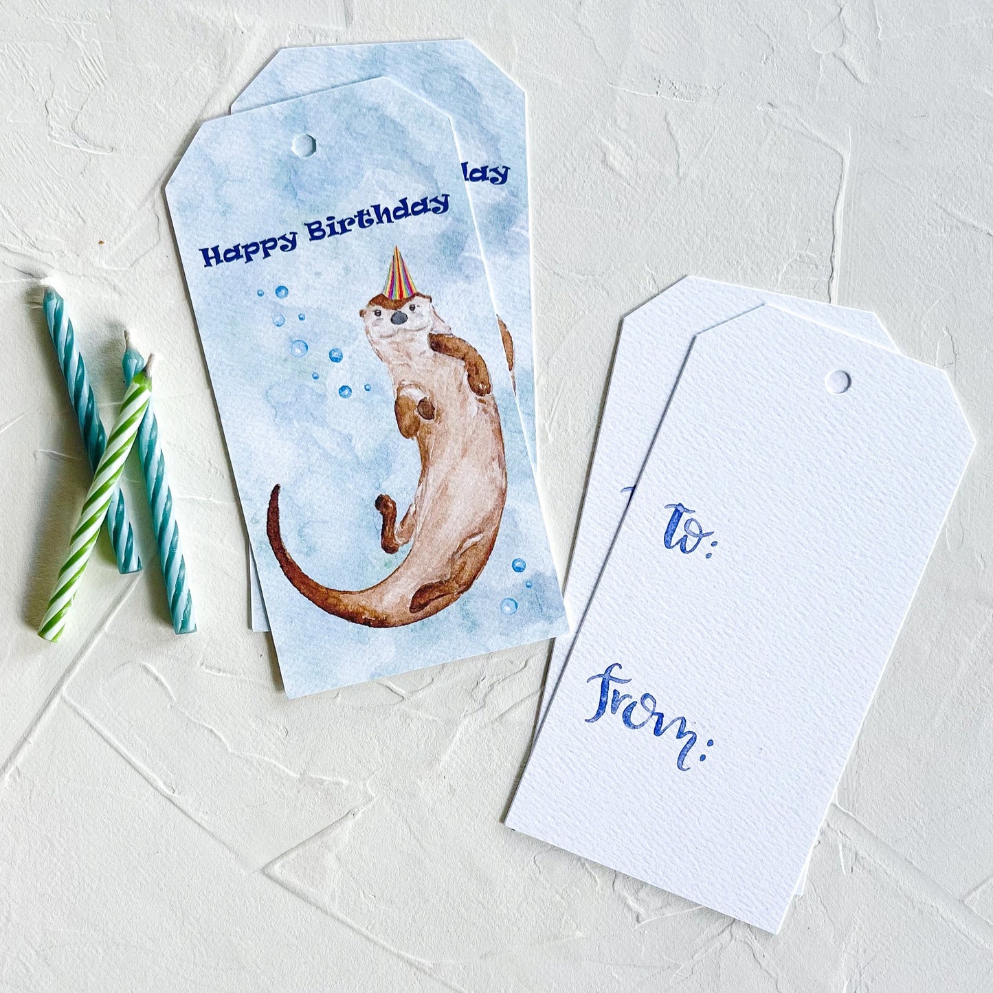 DISCONTINUED- Birthday Otter Gift Tags, Set of 5