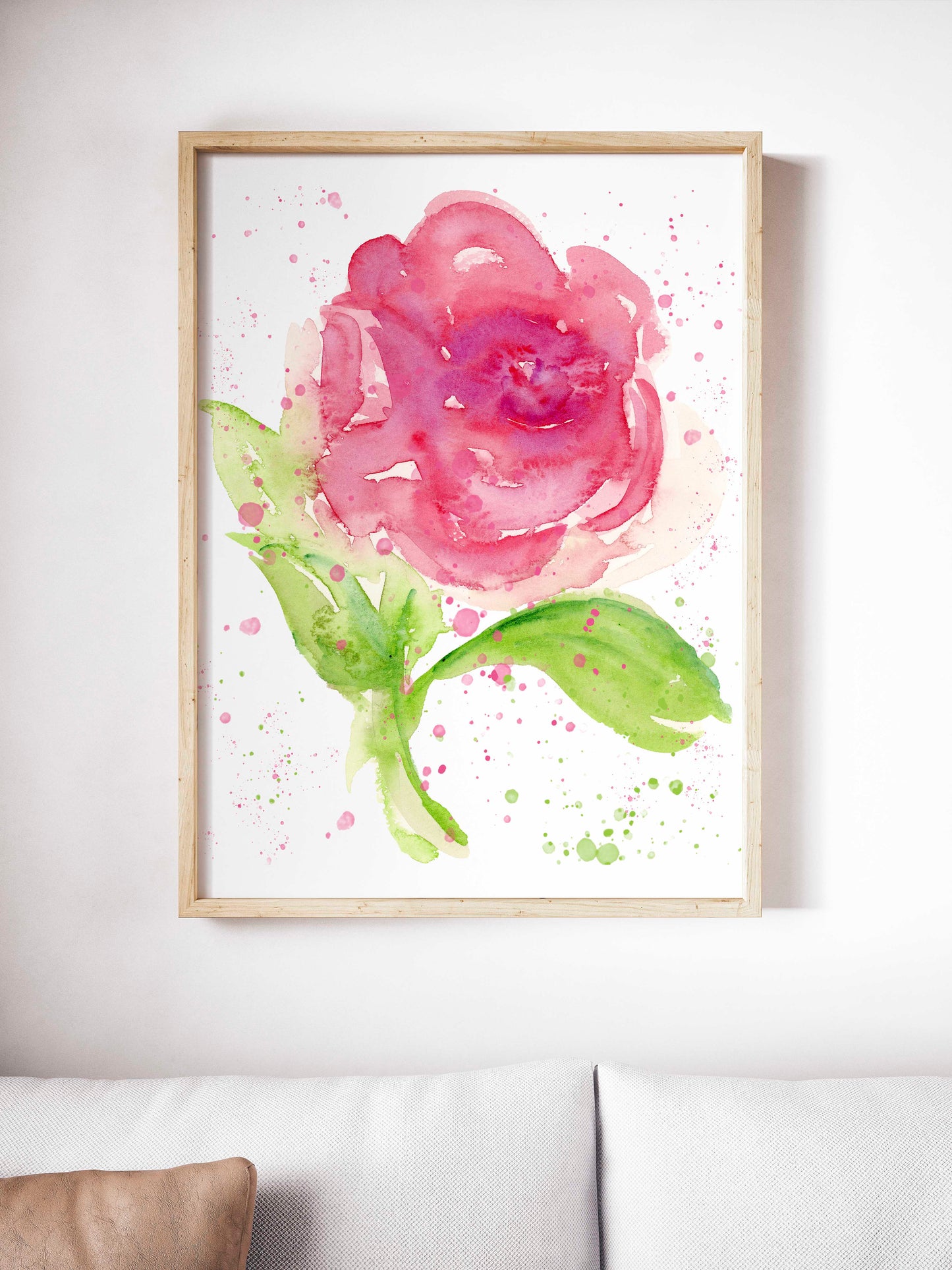 IMPERFECT Loose Watercolor Pink Rose, 8x10 Print