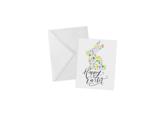 IMPERFECTLY PERFECT Pointillism Inspired, Colorful Easter Bunny Greeting Card