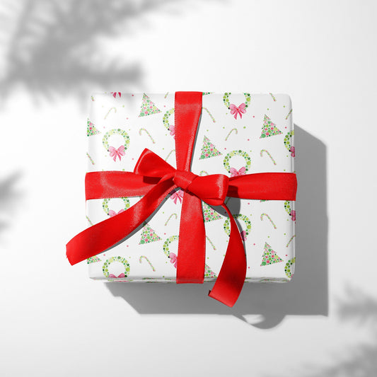 Christmas Pointillism Pattern, Luxurious Watercolor Wrapping Paper