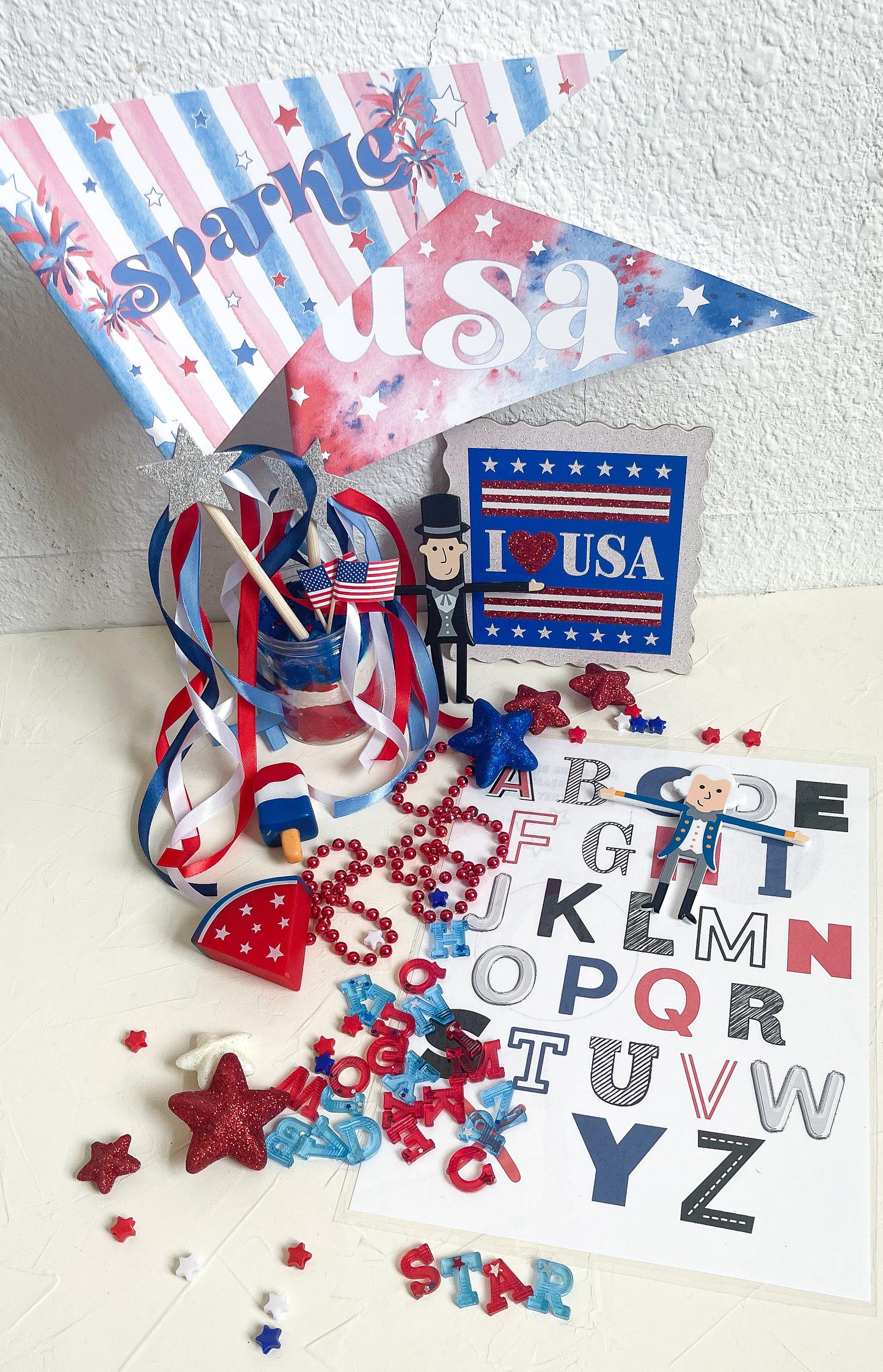 USA, 4th of JULY Party Flags- Printable Download