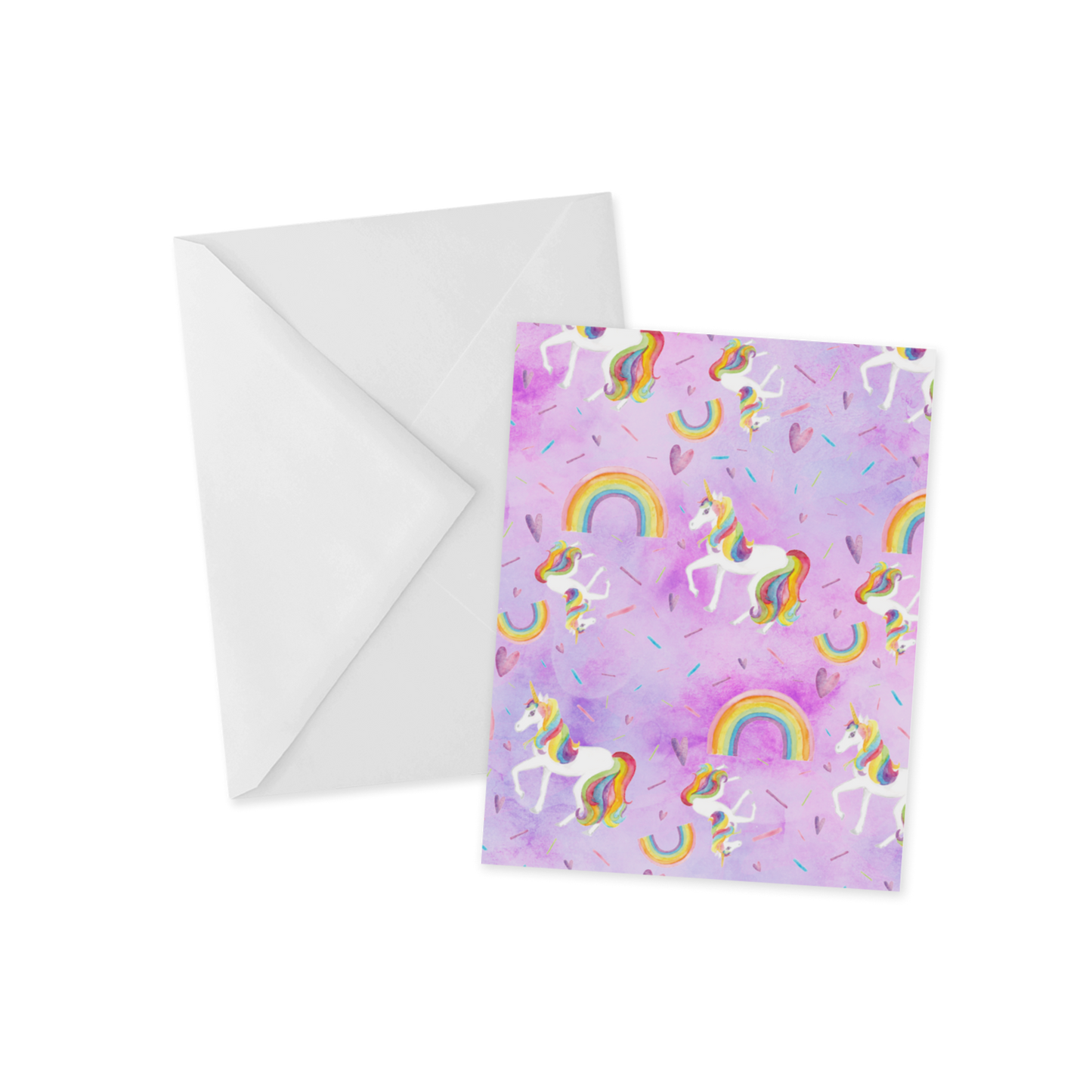 Magical Watercolor Unicorn Pattern Greeting Card