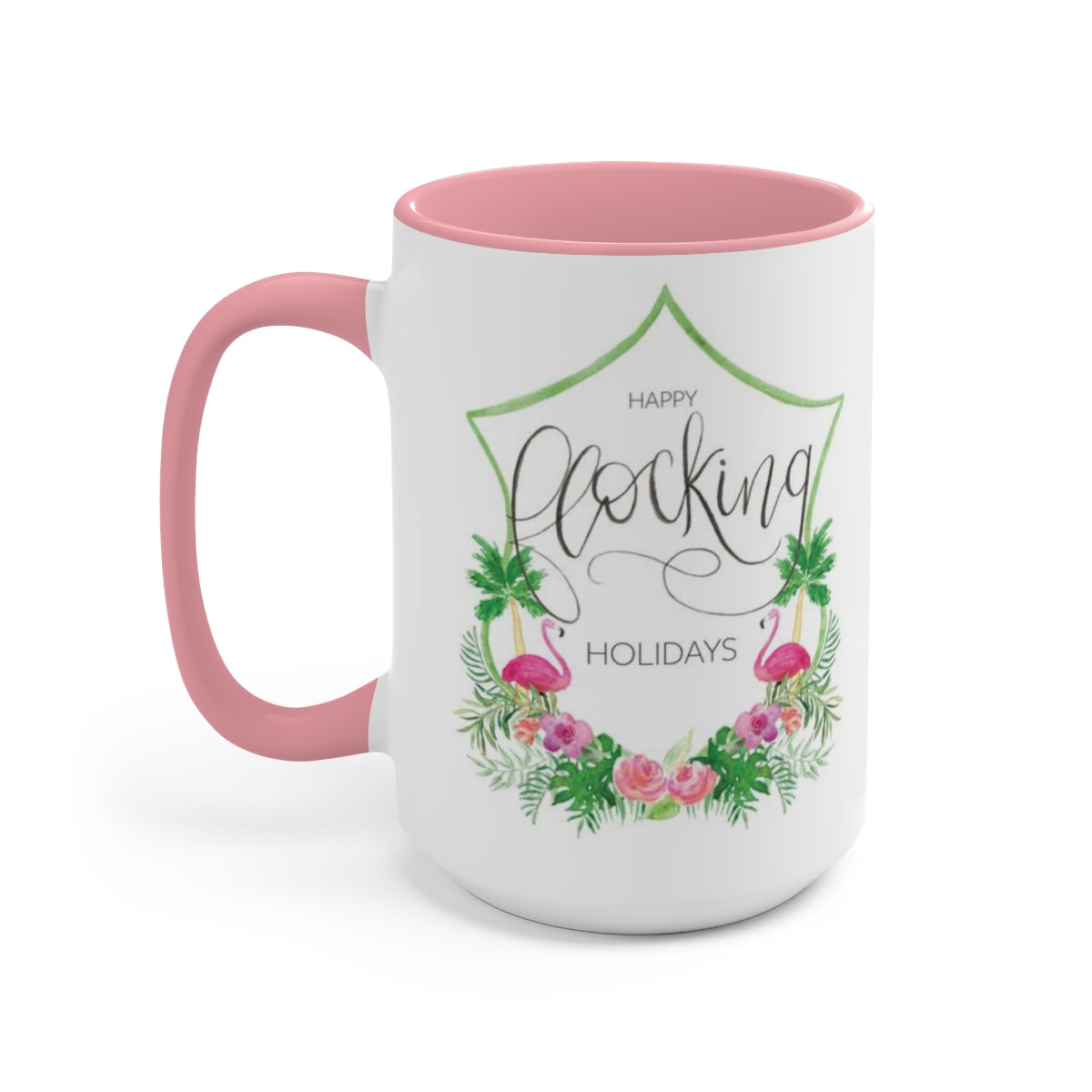 Watercolor Crest, Tropical Christmas, Ceramic Mug