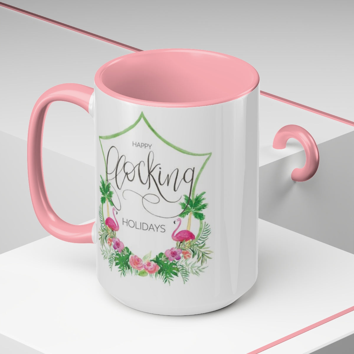 Watercolor Crest, Tropical Christmas, Ceramic Mug