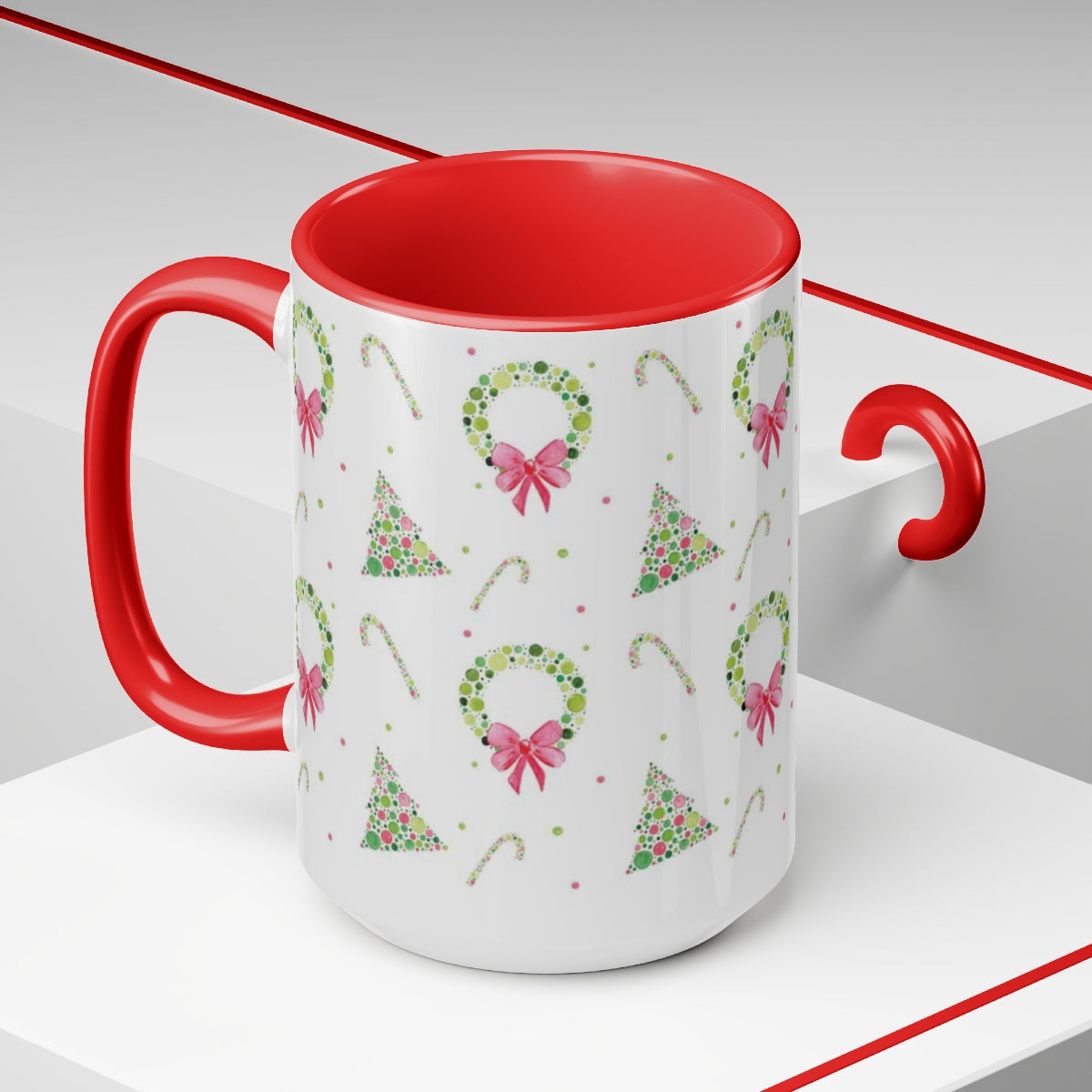 IMPERFECT/SLIGHTLY BLEMISHED Merry Christmas Pointillism Inspired Ceramic Mug