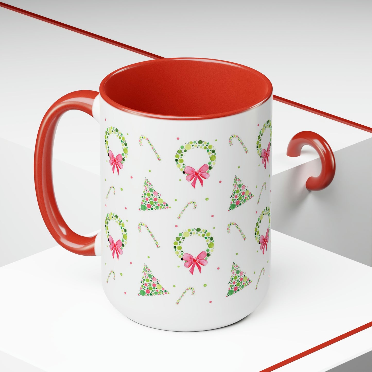 Merry Christmas Pointillism Inspired Ceramic Mug