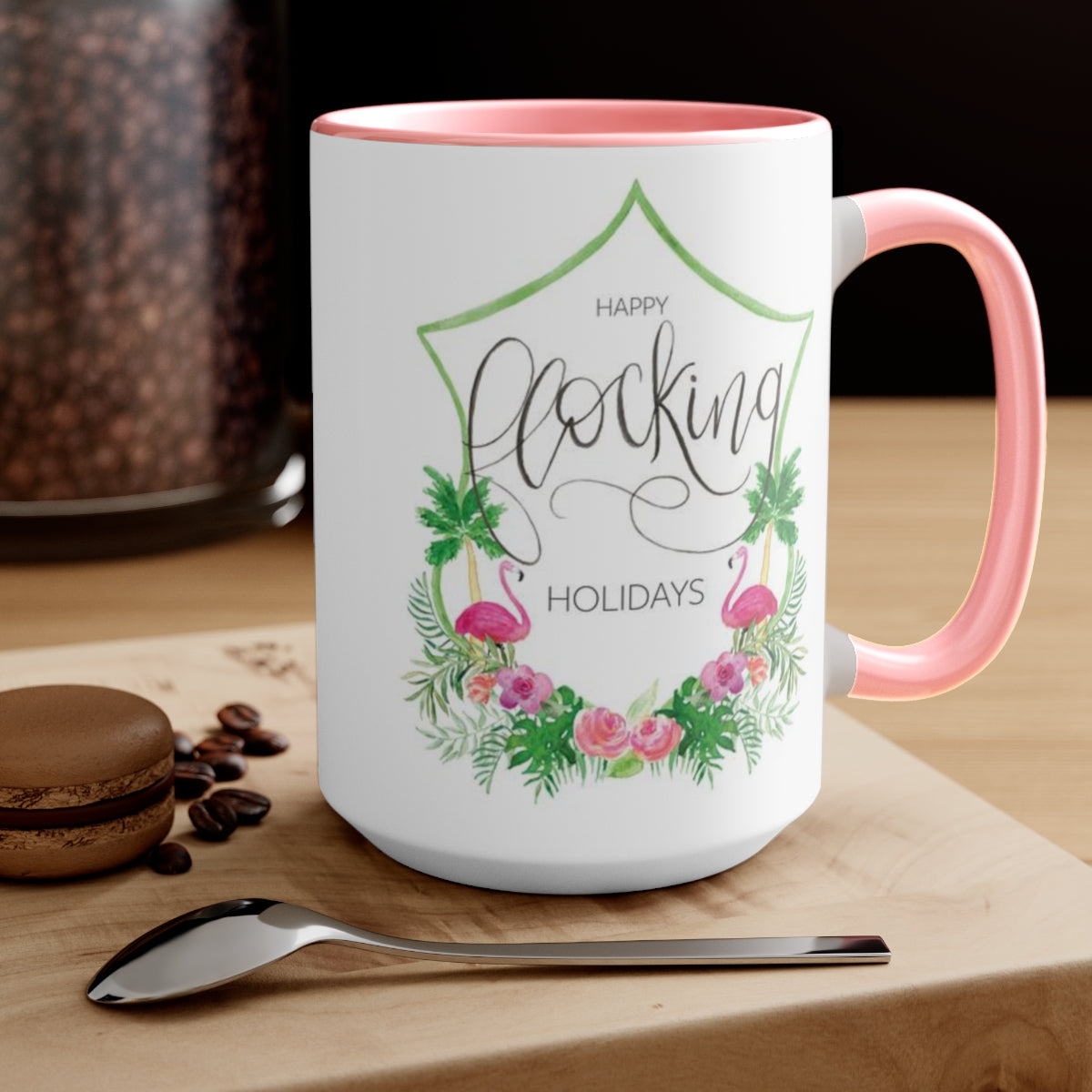 Watercolor Crest, Tropical Christmas, Ceramic Mug