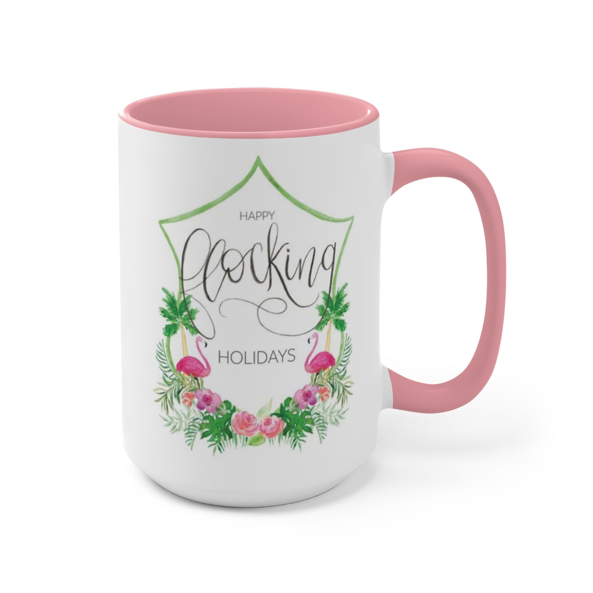 Watercolor Crest, Tropical Christmas, Ceramic Mug