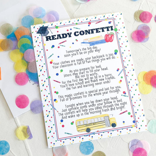 Back to School Ready Confetti, Jitter Glitter First Day of School Gift