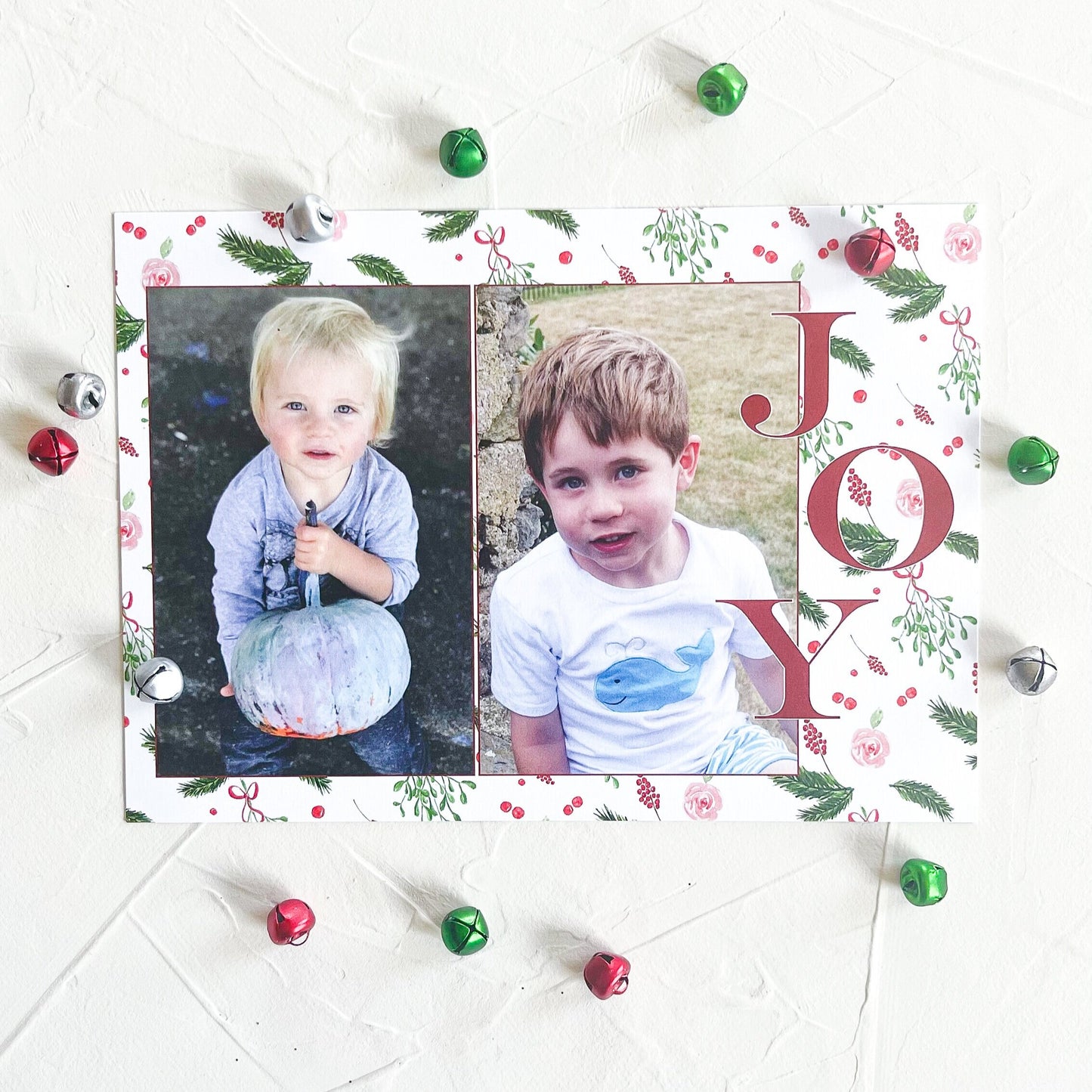 Watercolor Christmas Pattern Holiday Photo Card
