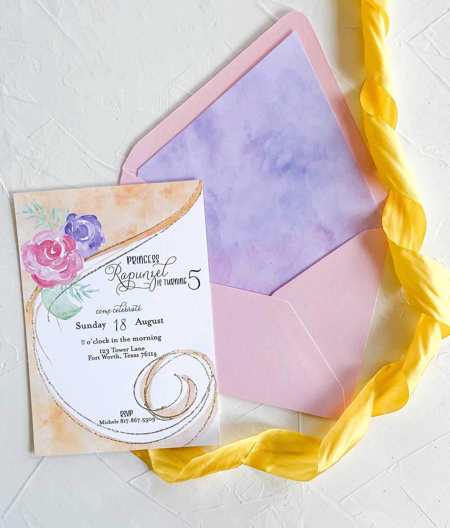 Princess Rapunzel Birthday Invitation