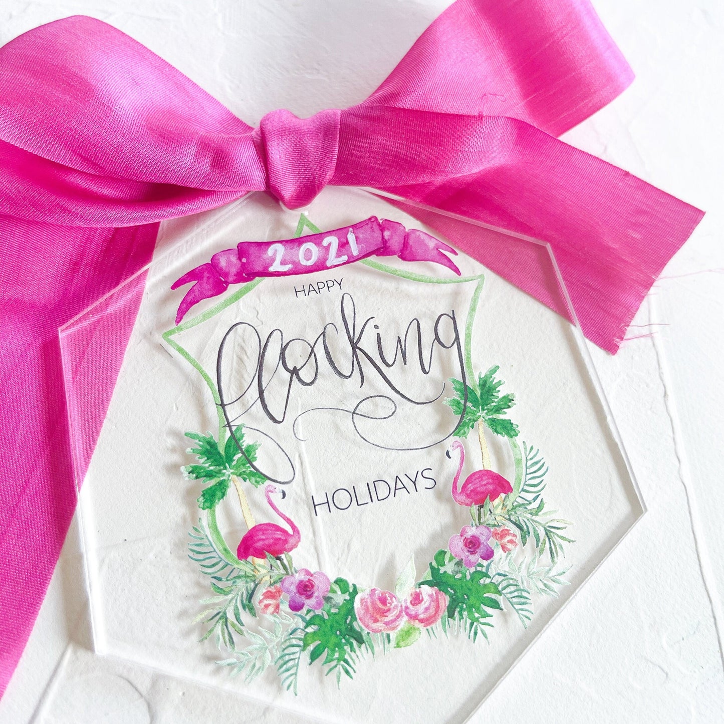 DISCONTINUED Happy Flocking Holidays Watercolor Ornament