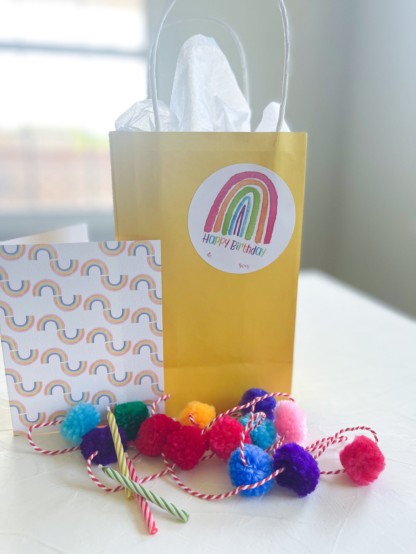 Birthday Rainbow Gift Tag Stickers, Set of 6