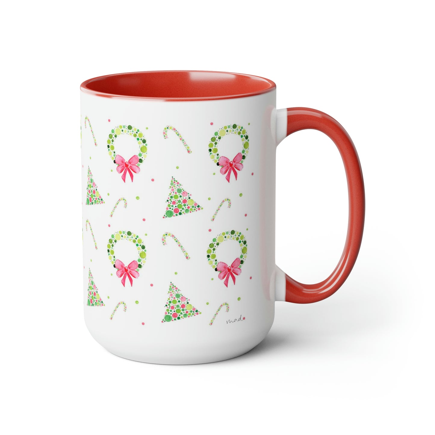 Merry Christmas Pointillism Inspired Ceramic Mug