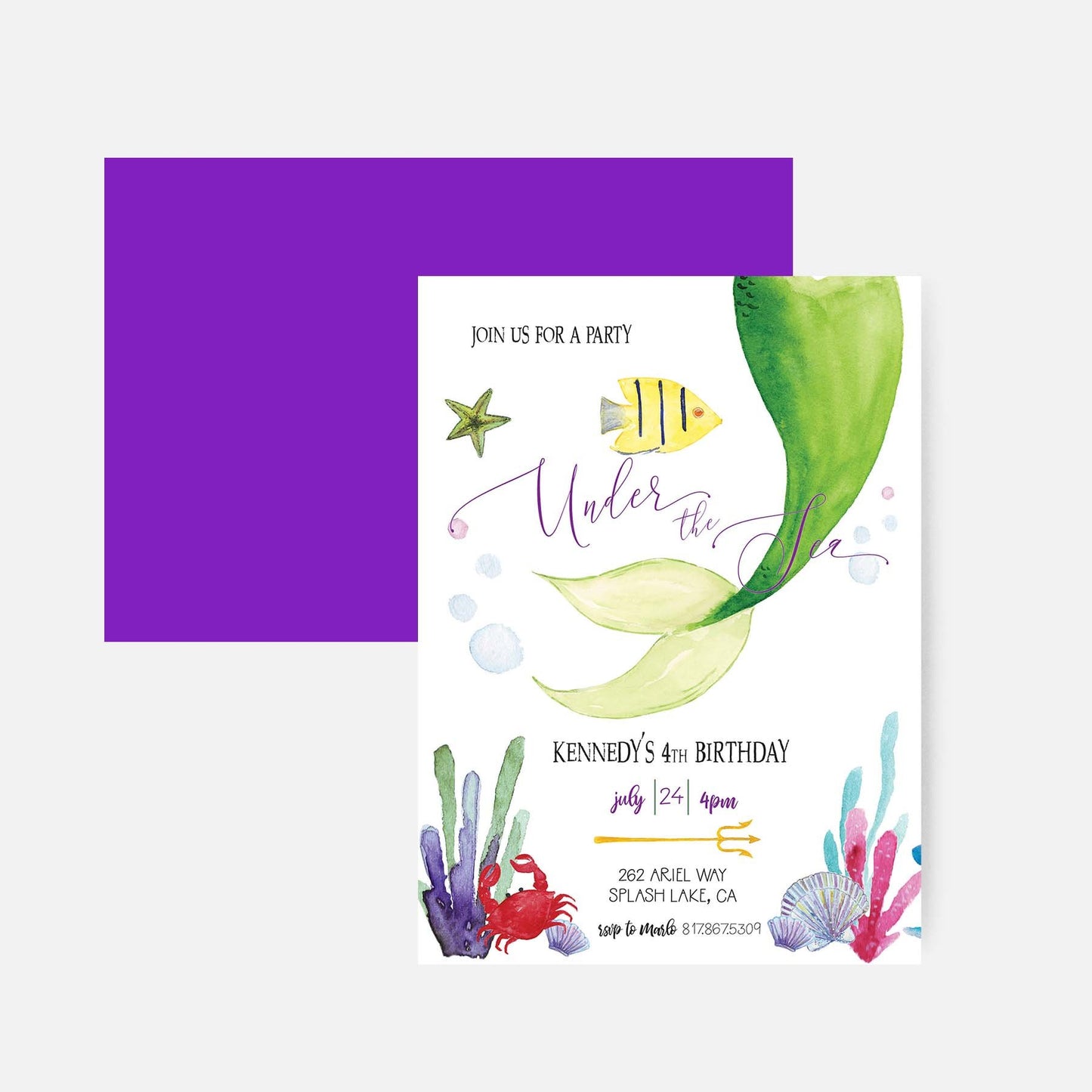 The Little Mermaid Birthday Invitation