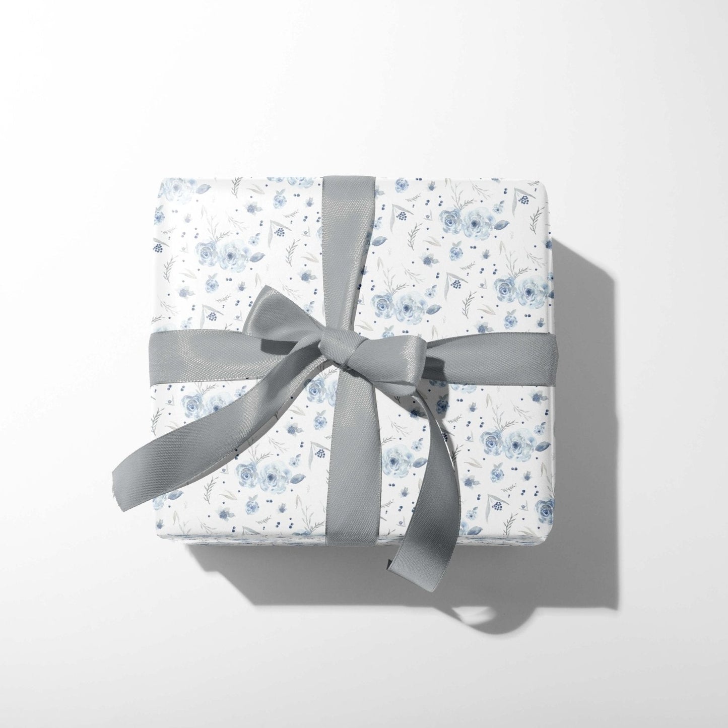 Elegant Blue Florals Luxurious Watercolor Gift Wrap