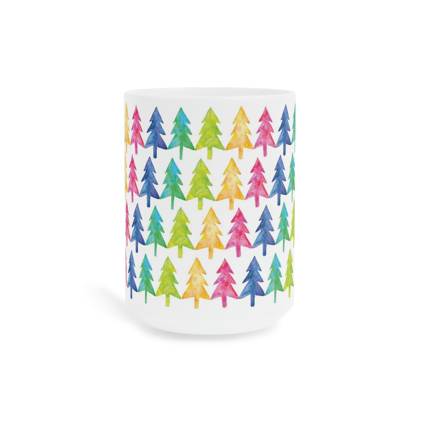Merry and Bright Watercolor Holiday Trees, Ceramic Mug