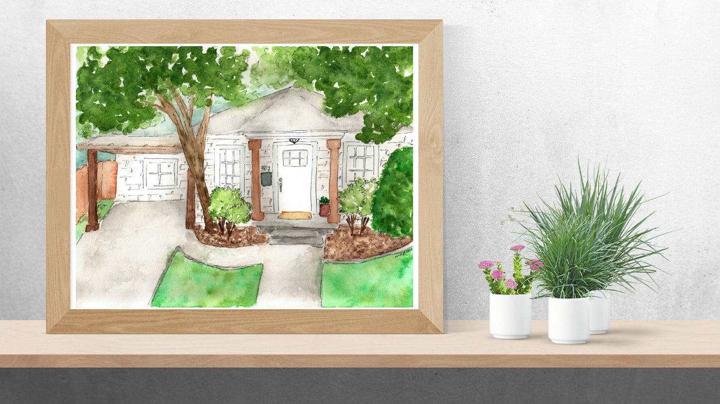 Custom Watercolor Home Portrait
