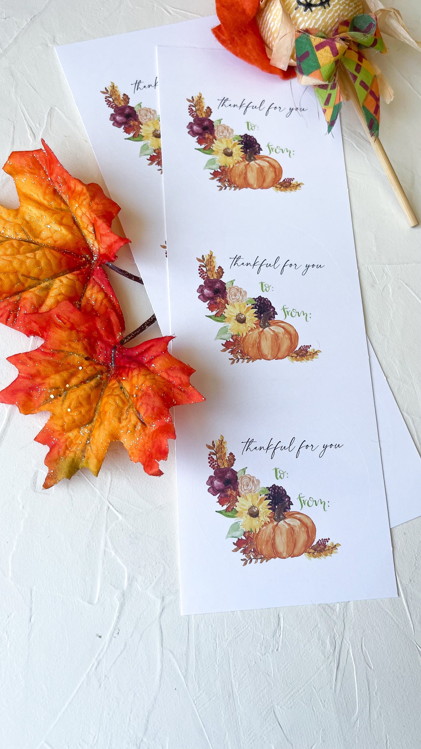 Thankful Pumpkin, Autumn Gift Tag Stickers