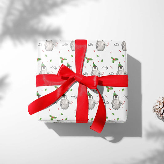 DISCONTINUED Christmas Penguin Luxurious Watercolor Gift Wrap