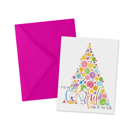 Colorful Pointillism Holiday Tree Card