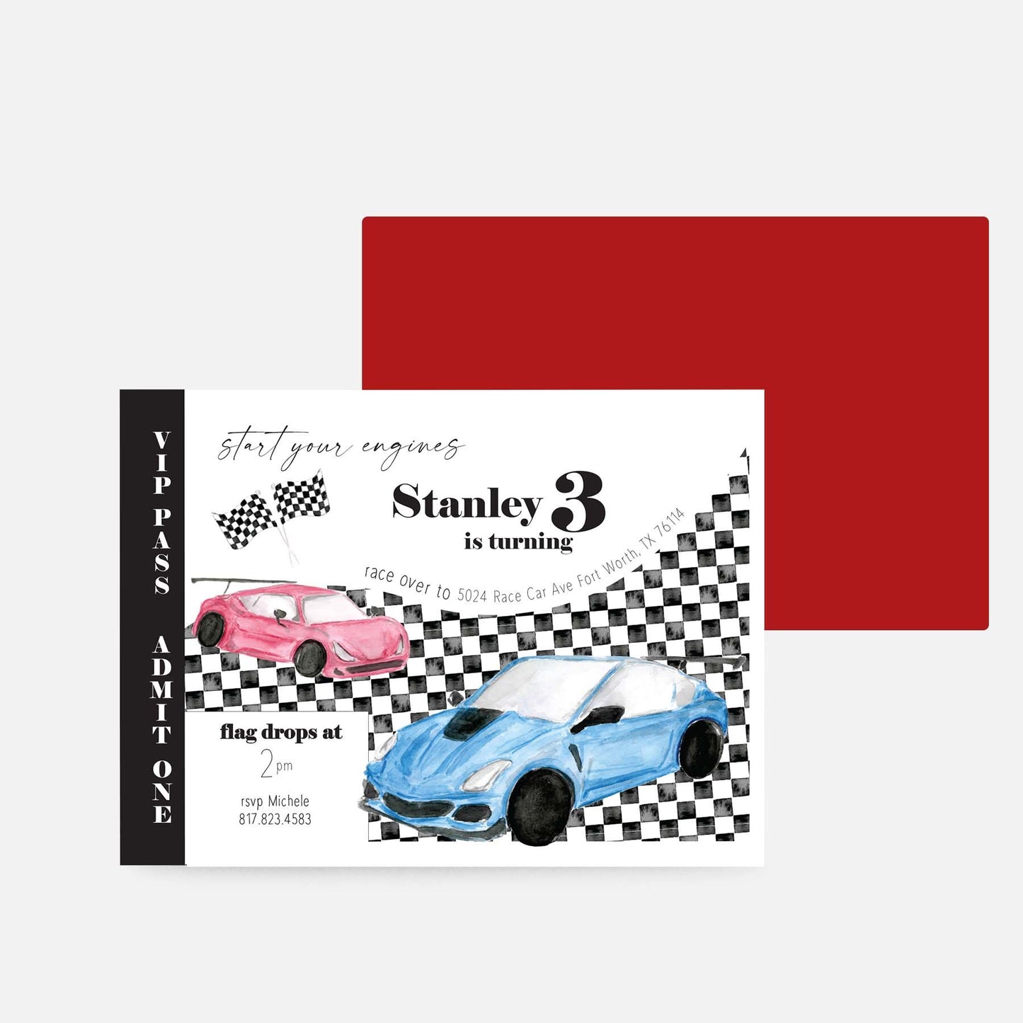 Race Car Birthday Invitation