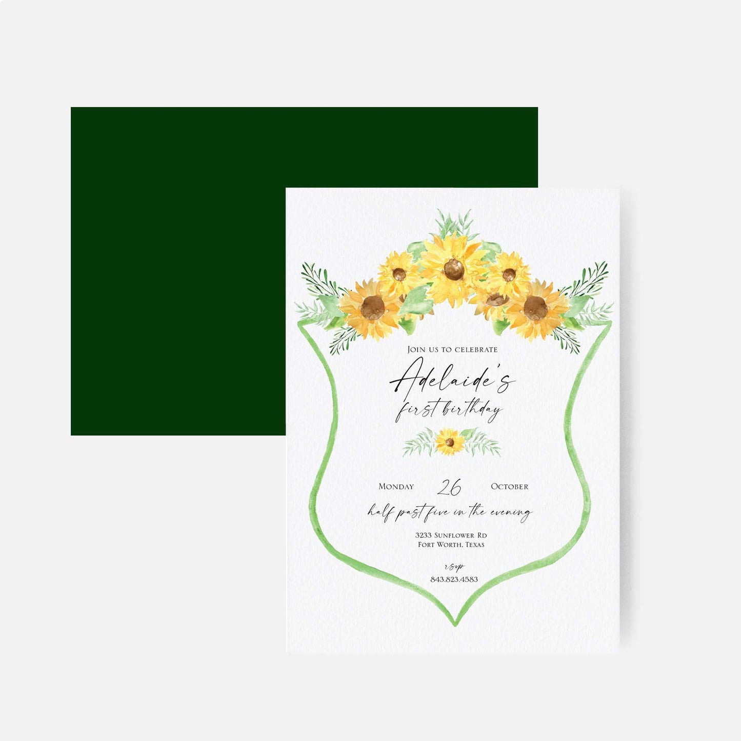 Whimsical Sunflower Crest Invitation