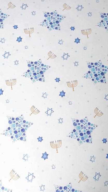 Pointillism Inspired Hanukkah Gift Wrap, Boutique Luxurious Wrapping Paper