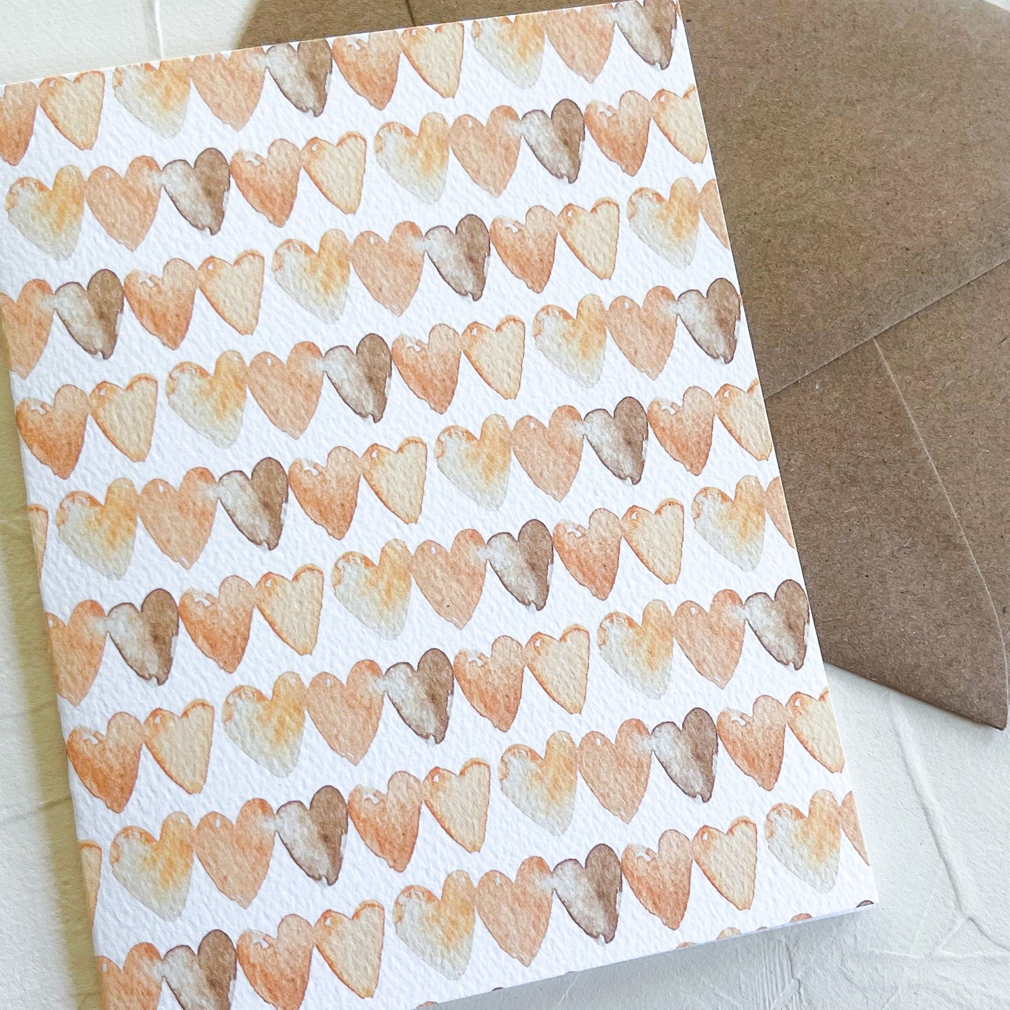 Brown Hearts, Neutral and Chic Stationery, Set of 5