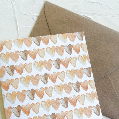 Brown Hearts, Neutral and Chic Stationery, Set of 5