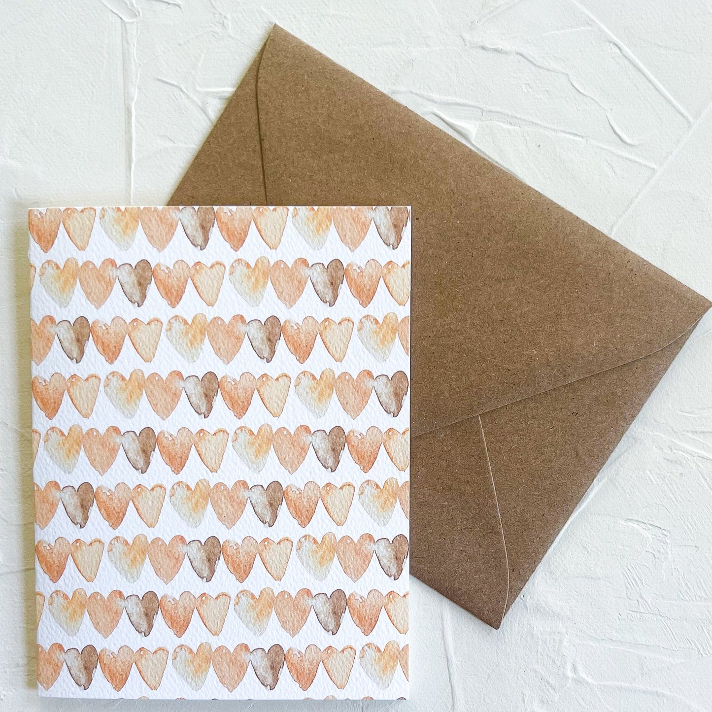 Brown Hearts, Neutral and Chic Stationery, Set of 5