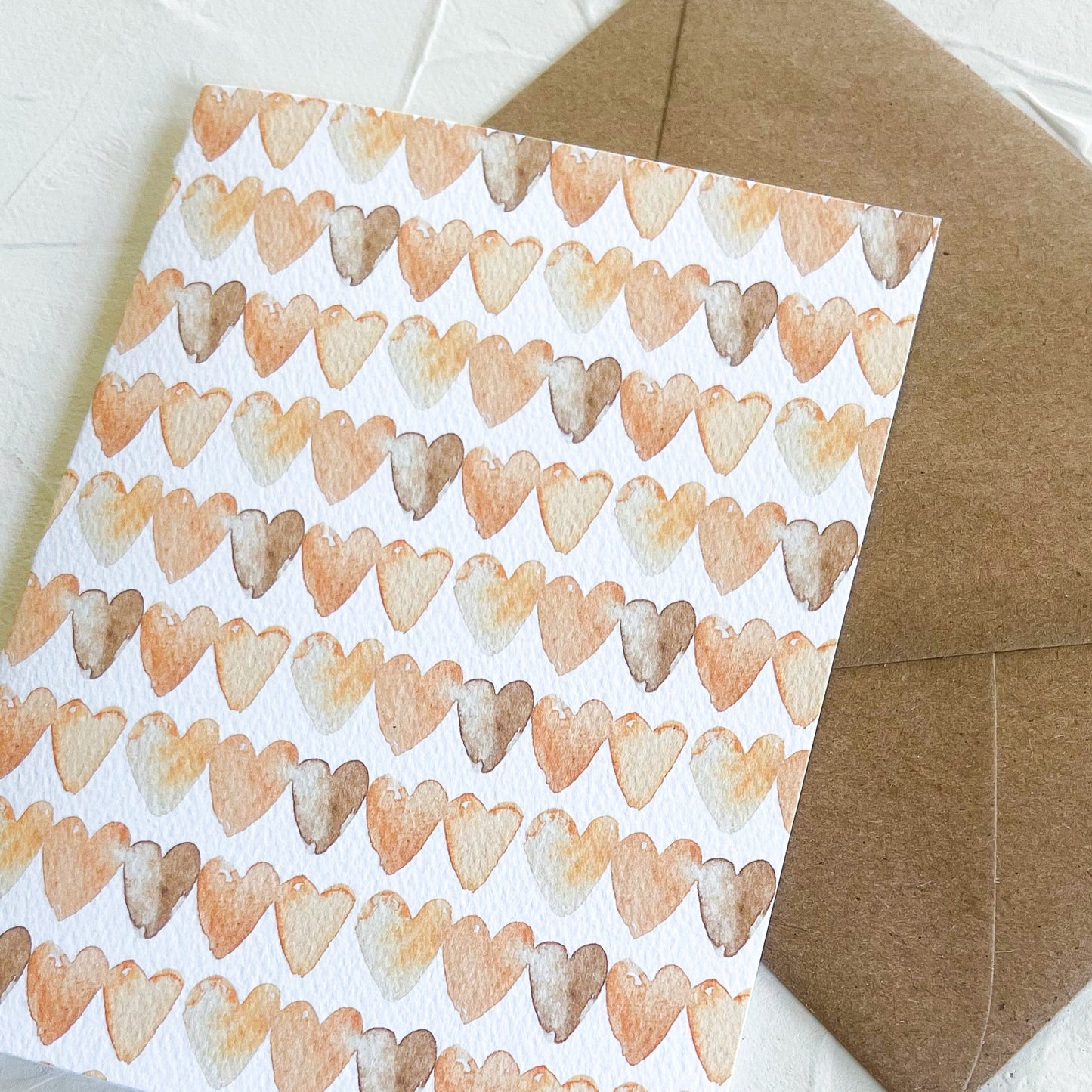 Brown Hearts, Neutral and Chic Stationery, Set of 5