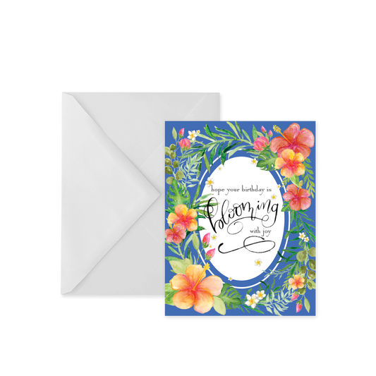 Blooming Birthday Tropical Hibiscus Birthday Greeting Card