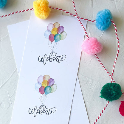 Party Balloons Gift Tag Stickers, Set of 6