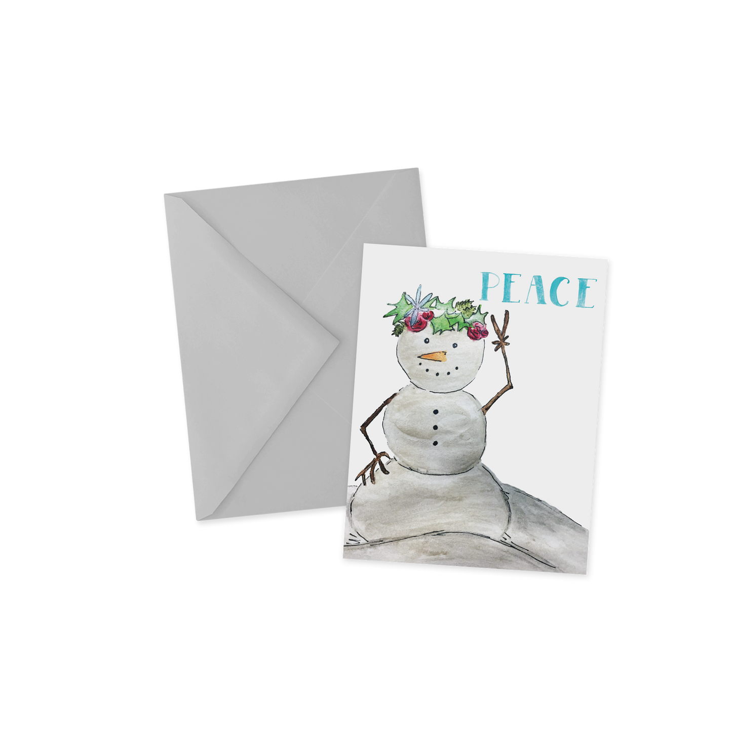 Hippie Holidays Peace Snowman Greeting Card