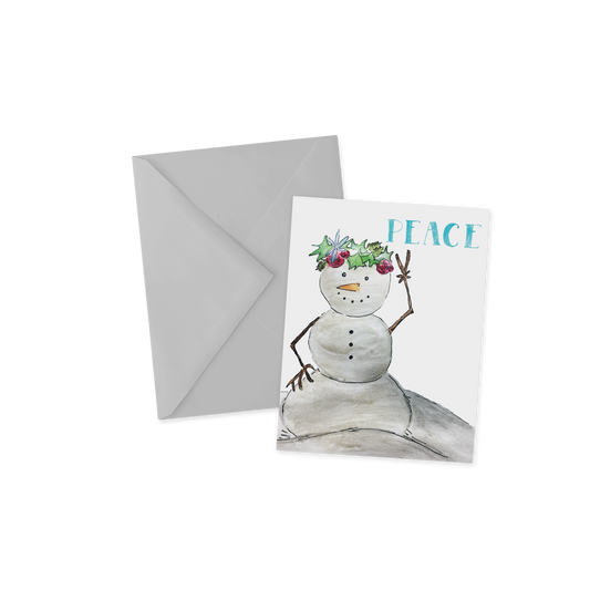 Hippie Holidays Peace Snowman Greeting Card