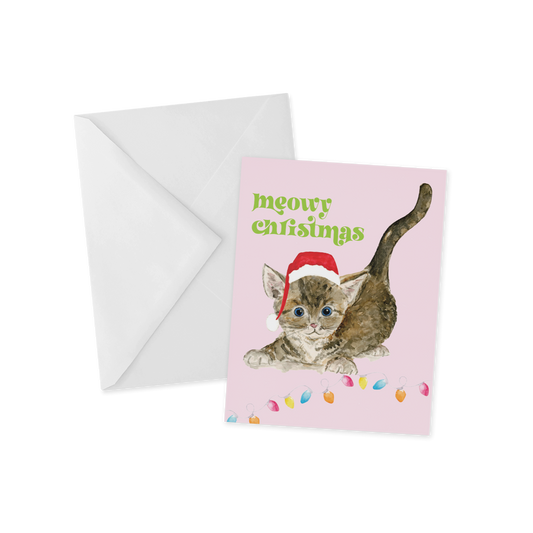 Meowy Christmas Colorful Holiday Kitten Greeting Card