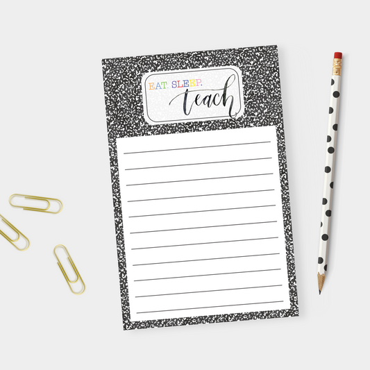 Composition Notebook Teacher Notepad, Back to School Gift, Eat Sleep Teach