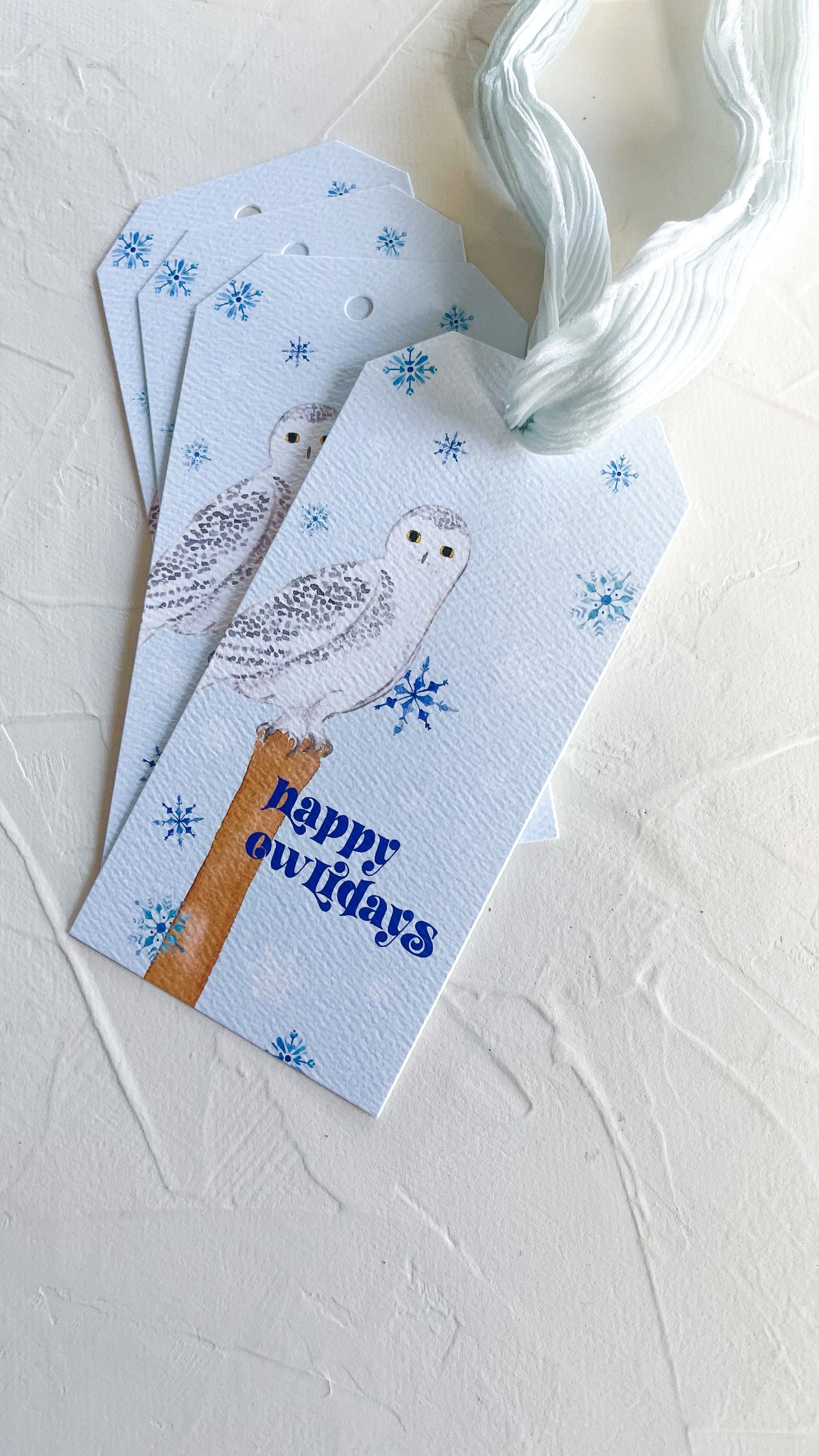 DISCONTINUED Happy Owlidays Luxurious Watercolor Gift Tags- Set of 5